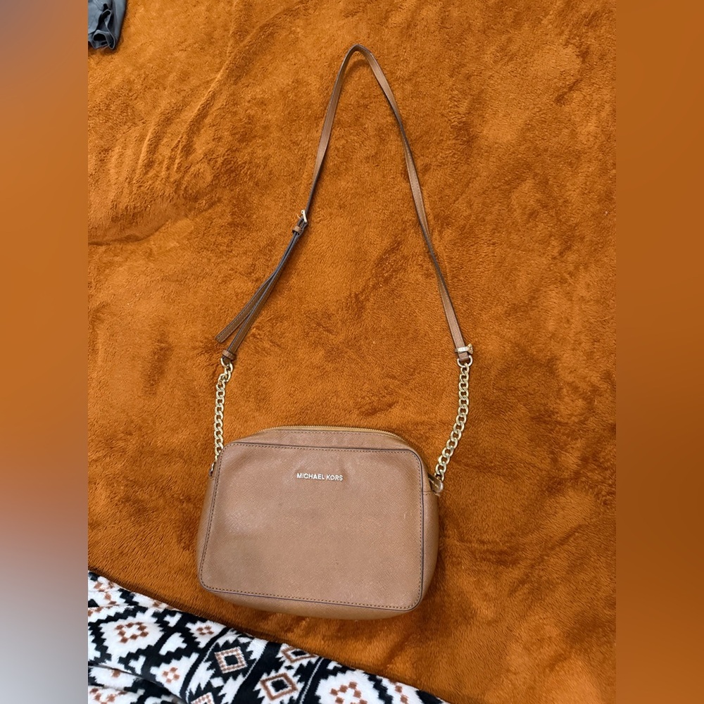 Michael Kors Brown Crossbody Bag with Gold Chain